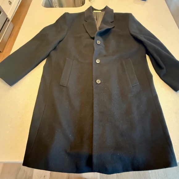 Men's Michael Kors 48R Wool Black 44" Length 3 Button Overcoat-Good Cond… - Picture 1 of 10
